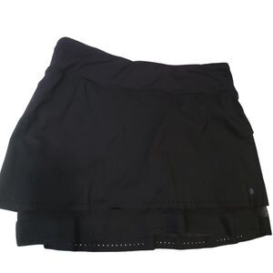Athleta Laser Run Skirt Womans Medium Black Lined Tennis Golf Stretch Read
